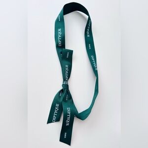 DIPTYQUE Green & White Gifting Ribbon NEW Gift Box 1” Wide Bow
